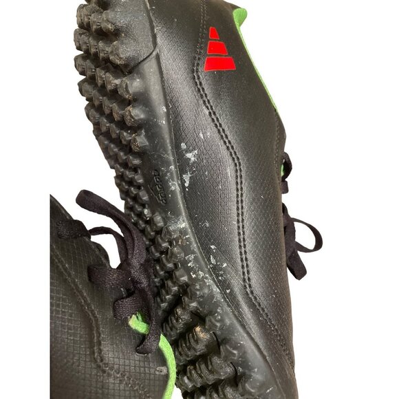 Adidas Black Red Stripe Lace Up Kids Cleats Sz 4 - Picture 5 of 7